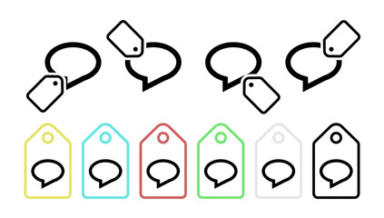 Speech vector icon in tag set illustration for ui and ux, website or mobile application