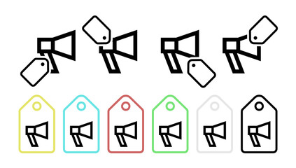 Megaphone vector icon in tag set illustration for ui and ux, website or mobile application