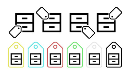 Archive vector icon in tag set illustration for ui and ux, website or mobile application