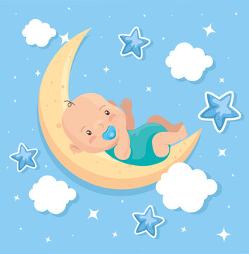 cute baby boy in moon