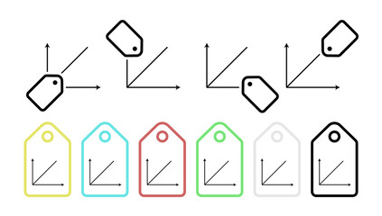 Chart line vector icon in tag set illustration for ui and ux, website or mobile application