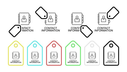 Contact information line vector icon in tag set illustration for ui and ux, website or mobile application