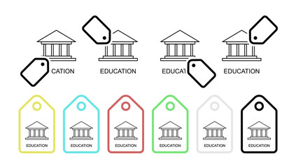 Fototapeta premium Education building line vector icon in tag set illustration for ui and ux, website or mobile application