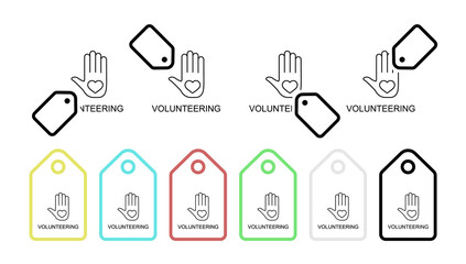 Volunteering line vector icon in tag set illustration for ui and ux, website or mobile application