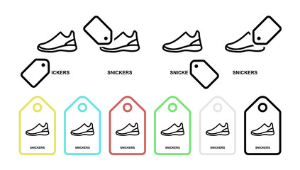 Snickers vector icon in tag set illustration for ui and ux, website or mobile application