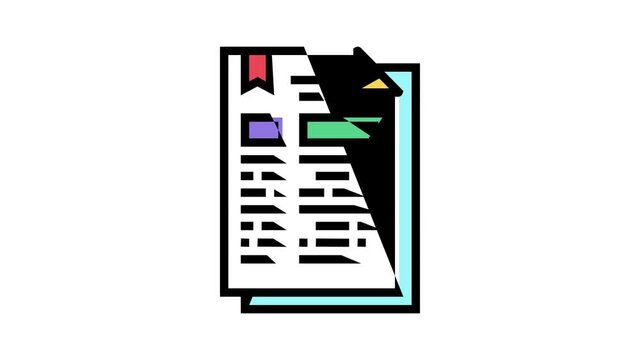 protocol document animated color icon. protocol document sign. isolated on white background