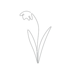 Flower silhouette line drawing vector illustration