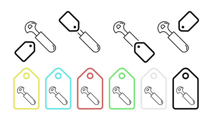 Pizza knife vector icon in tag set illustration for ui and ux, website or mobile application