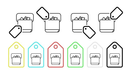 Ice box vector icon in tag set illustration for ui and ux, website or mobile application