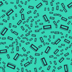Black Harmonica icon isolated seamless pattern on green background. Musical instrument. Vector