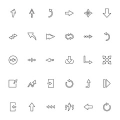 Interface, sign and internet concept. Arrows line icon set icluding arrows in different directions