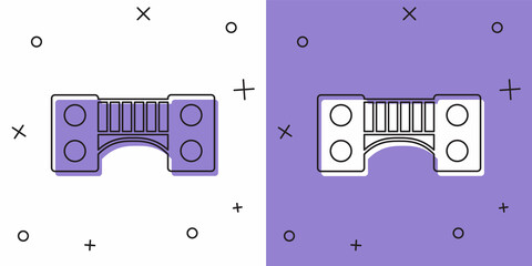 Set Playground kids bridge icon isolated on white and purple background. Vector