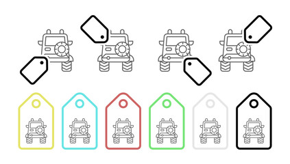 All terrain, car vector icon in tag set illustration for ui and ux, website or mobile application