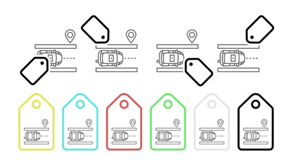 Placeholder, car vector icon in tag set illustration for ui and ux, website or mobile application