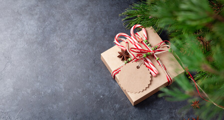 Christmas gift box with craft decor