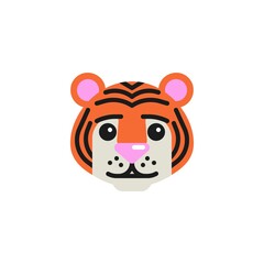 Tiger Slightly Smiling Face flat icon