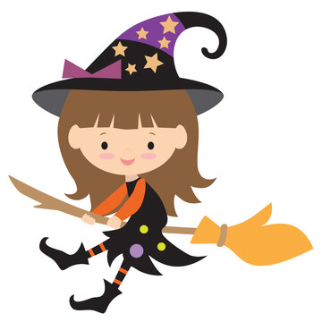 Halloween witch vector cartoon illustration