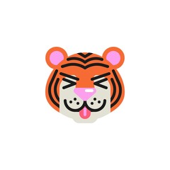 Tiger Squinting Face with Tongue flat icon