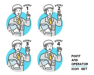 見出しなどに使える作業員のベクターイラスト素材／ポイント／コミュニケーション／現場監督／工事／リフォーム