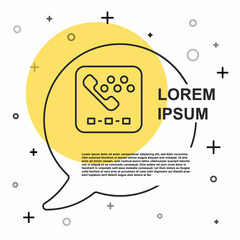 Black line Taxi call telephone service icon isolated on white background. Taxi for smartphone. Random dynamic shapes. Vector