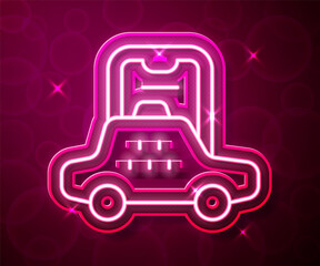 Glowing neon line Taxi mobile app icon isolated on red background. Mobile application taxi. Vector