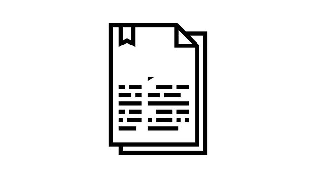 protocol document animated line icon. protocol document sign. isolated on white background