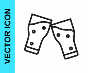 Black line Glass of beer icon isolated on white background. Vector