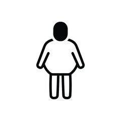 Black solid icon for fat person