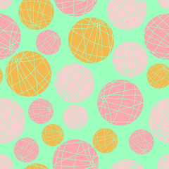 Balls of different sizes with stripes vector seamless pattern. Background for wallpaper, fabrics, wrapping paper, nursery and stationery