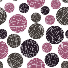 Balls of different sizes with stripes vector seamless pattern. Background for wallpaper, fabrics, wrapping paper, nursery and stationery