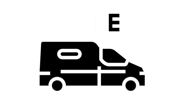 van transportation free shipping animated glyph icon. van transportation free shipping sign. isolated on white background