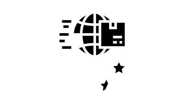 feedback international free shipping animated glyph icon. feedback international free shipping sign. isolated on white background