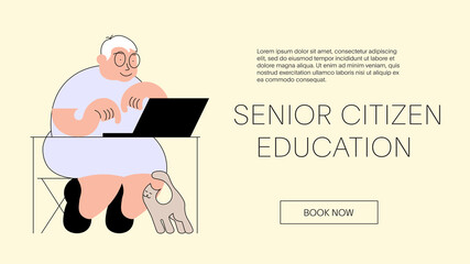 Fototapeta na wymiar Landing webpage template of senior citizen education.