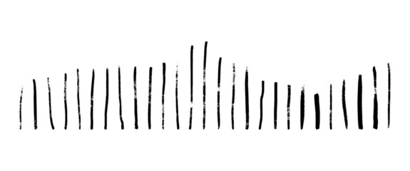 Hand-drawn vertical grunge lines. A set of brushes drawn with grunge thin lines. Vector illustration of smear or highlighting underlines isolated on white background.