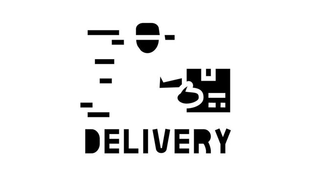 delivery courier free shipping animated glyph icon. delivery courier free shipping sign. isolated on white background