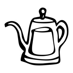 gooseneck kettle of coffee hand drawn illustration