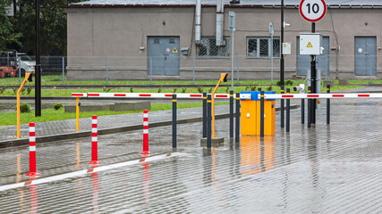 Fototapeta na wymiar modern automatic car barrier system for car-park security