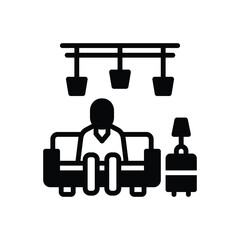 Black solid icon for sitting