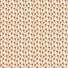 Fototapeta na wymiar Illustration digital drawing ice cream seamless pattern of different shapes and colors on a yellow background. High quality illustration