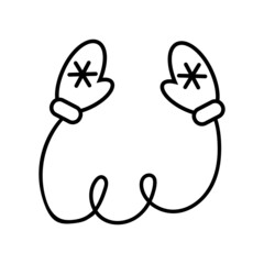 Christmas vector icon mitten with snowflake