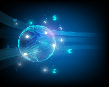 Business network with global currency exchange symbols illustration