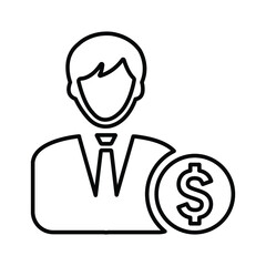 Customer, business man, dollar line icon. Outline vector.