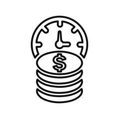 Finance, banking, money time outline icon. Line art vector.