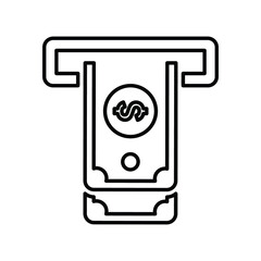 Finance, atm, withdraw line icon. Outline vector.
