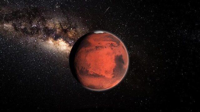 Planet Mars With Milky Way HD Flyby Space Scene