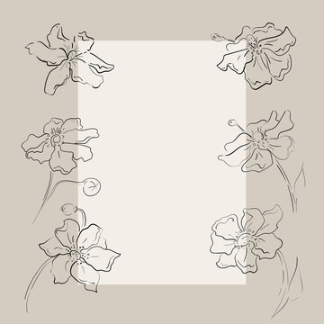 Vector Set Line Art Flowers, Plants. Art Floral Elements. Minimalist. Best for background, wallpaper, wrapping paper, textile, prints, wedding invitation, party supplies, T-shirt. 