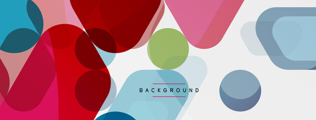 Color bubbles and rounded geometric shapes on white. Vector geometric minimal abstract background for wallpaper, banner, background, landing page