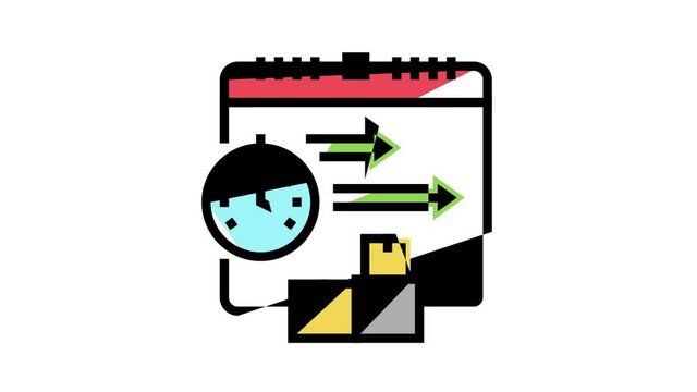 time delivery procurement animated color icon. time delivery procurement sign. isolated on white background