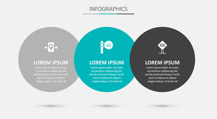 Set Toilet, Route location and Speed limit traffic sign 100 km. Business infographic template. Vector