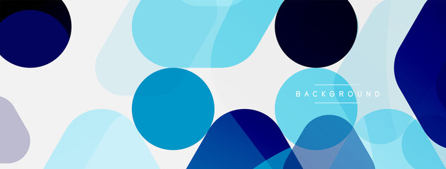 Color bubbles and rounded geometric shapes on white. Vector geometric minimal abstract background for wallpaper, banner, background, landing page